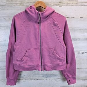 Lululemon Scuba Oversized Hoodie Zip Sweatshirt Velvet Dust Pink Sz XS/S Cropped